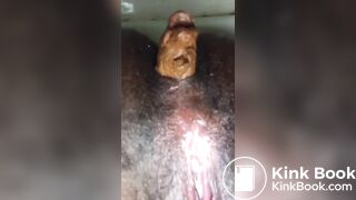 Ebony poop in toilet