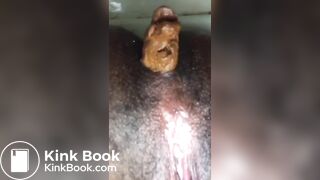 Ebony poop in toilet