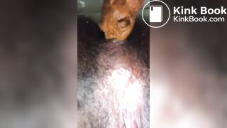 Ebony poop in toilet