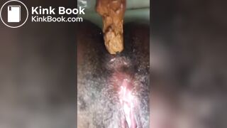Ebony poop in toilet