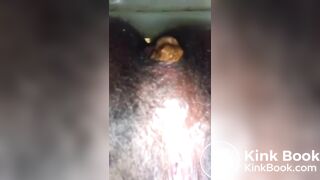 Ebony poop in toilet