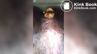 Ebony poop in toilet