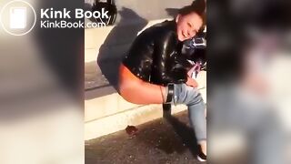 Cute girl couldn’t hold her poop anymore