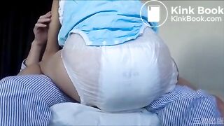 Asian diaper girl 1eaks enema