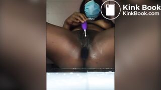 Nasty ebony shit piss all over herself