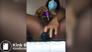 Nasty ebony shit piss all over herself