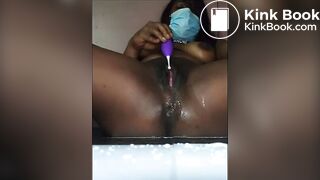 Nasty ebony shit piss all over herself