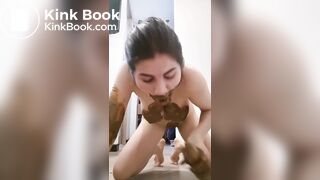 Nice girl tasting shit