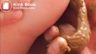 Girl shitting on a mans dick