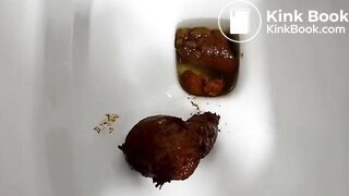 Petite girl drops a thick unflushable log