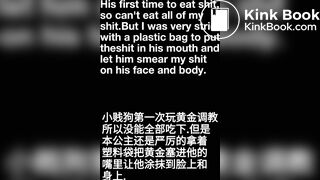 Goddess teaches a young slave to be her toilet.