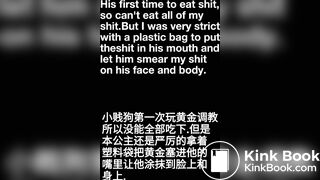 Goddess teaches a young slave to be her toilet.