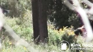 Young woman pissing & shitting outdoors