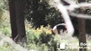 Young woman pissing & shitting outdoors