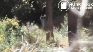 Young woman pissing & shitting outdoors