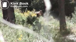Young woman pissing & shitting outdoors