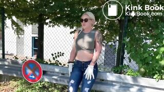 Public Panty Pooping Blonde