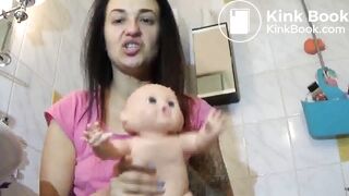 destroying the doll with her ass
