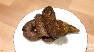 Nice blond pooping on plate