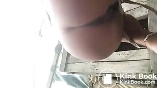 Latina shits outdoors