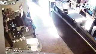 crazy girl slap men with her shit in restaurent