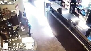 crazy girl slap men with her shit in restaurent