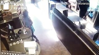 crazy girl slap men with her shit in restaurent