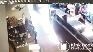 crazy girl slap men with her shit in restaurent