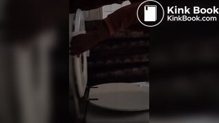 Black girl does long poop