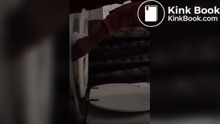 Black girl does long poop