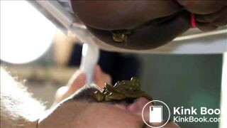 White man eats black woman's shit.