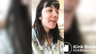 Girl dropping HUGE turd in toilet POV