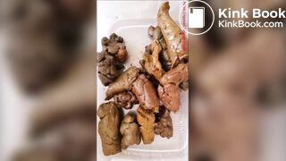 Collecting her poops