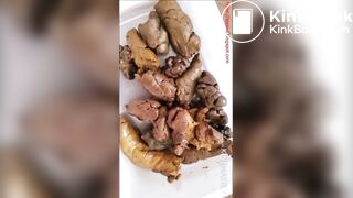 Collecting her poops