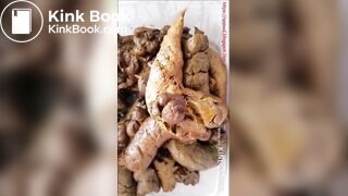 Collecting her poops