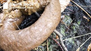 woman pooping in forest