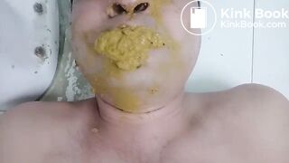 Slave eating mistress full of her shit load