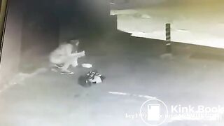 Girl caught shitting outside on CCTV