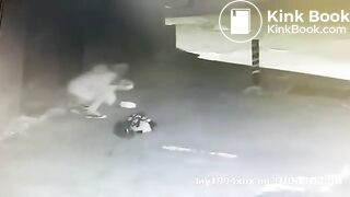 Girl caught shitting outside on CCTV
