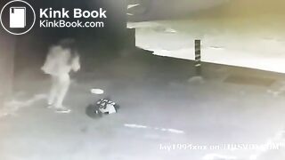 Girl caught shitting outside on CCTV