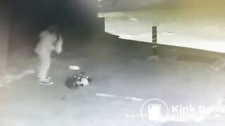 Girl caught shitting outside on CCTV