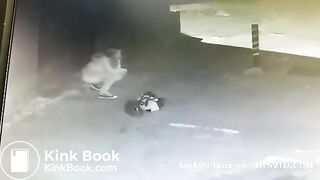 Girl caught shitting outside on CCTV