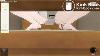 2 girls pooping together on the bathroom floor