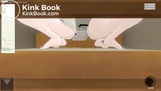 2 girls pooping together on the bathroom floor