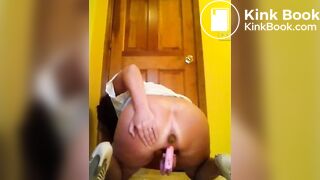 Pink Dildo Helps Her Shit