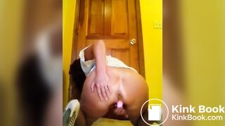 Pink Dildo Helps Her Shit