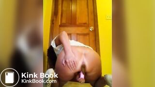 Pink Dildo Helps Her Shit