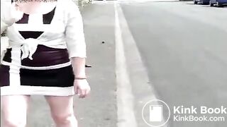 Mature Poop Public Street whilst walking