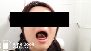 Chinese slut shares and tastes her own shit