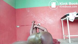 the guy jerks off and waits for her to poop to fuck her in the ass